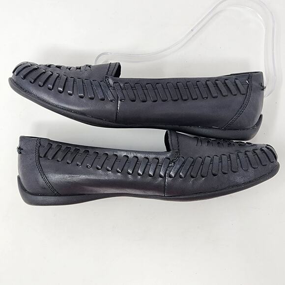 Bella Vita Woven Flat Shoes Women 7M Mila Navy Blue Leather Huarache Rubber Sole - Picture 6 of 10